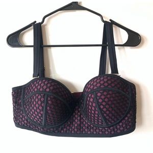 NWOT Swimsuits For All Purple and Black High Waisted Fishnet Bikini